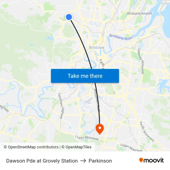 Dawson Pde at Grovely Station to Parkinson map