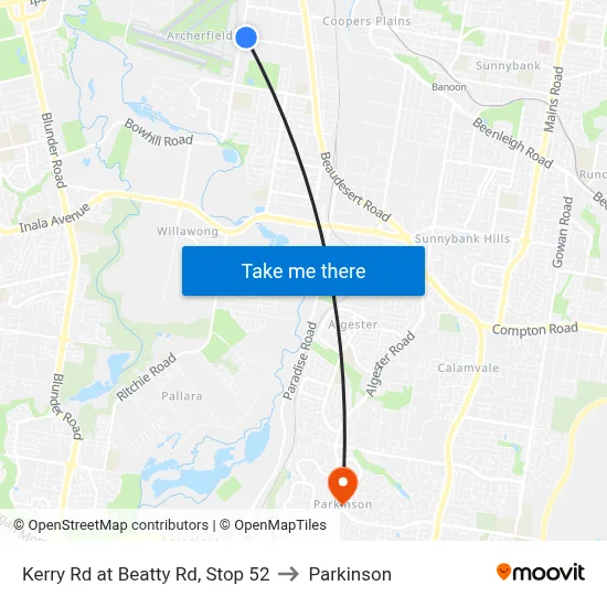 Kerry Rd at Beatty Rd, Stop 52 to Parkinson map