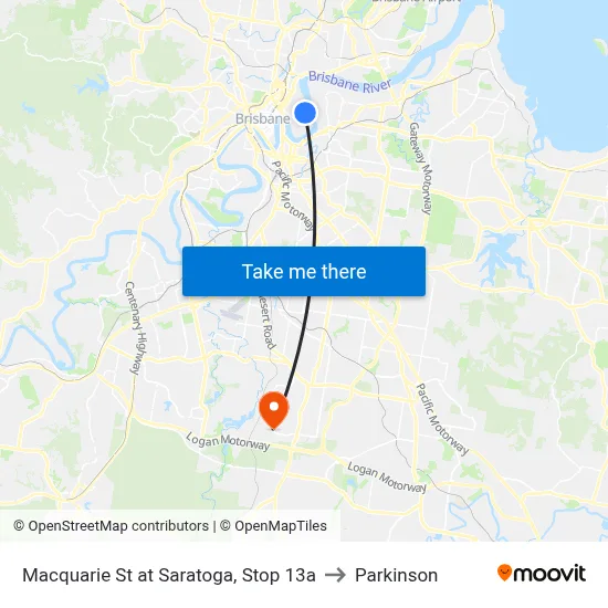 Macquarie St at Saratoga, Stop 13a to Parkinson map