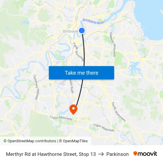 Merthyr Rd at Hawthorne Street, Stop 13 to Parkinson map