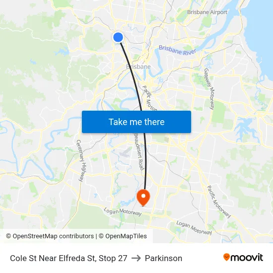 Cole St Near Elfreda St, Stop 27 to Parkinson map