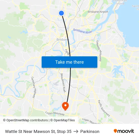 Wattle St Near Mawson St, Stop 35 to Parkinson map