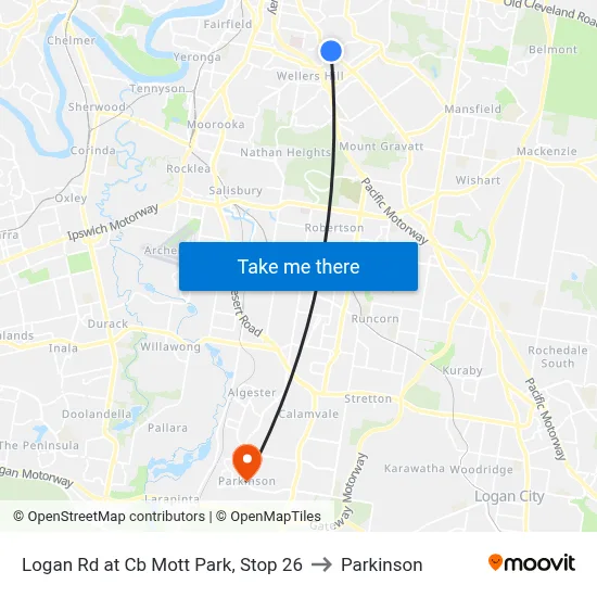 Logan Rd at Cb Mott Park, Stop 26 to Parkinson map