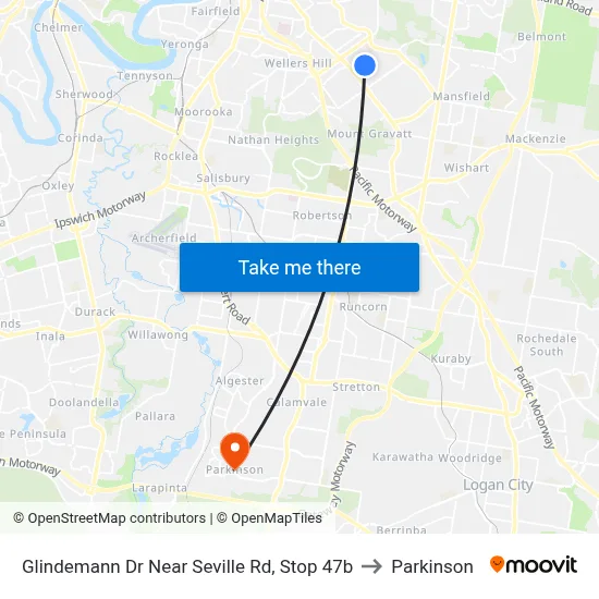 Glindemann Dr Near Seville Rd, Stop 47b to Parkinson map