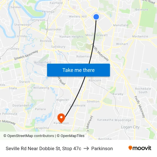 Seville Rd Near Dobbie St, Stop 47c to Parkinson map
