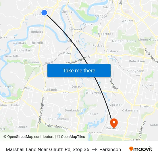 Marshall Lane Near Gilruth Rd, Stop 36 to Parkinson map