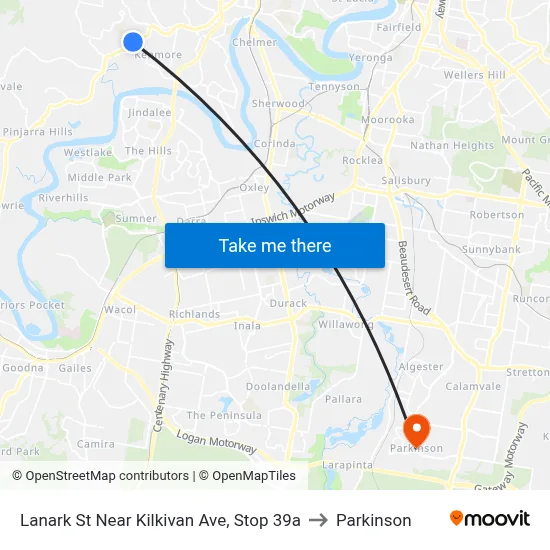 Lanark St Near Kilkivan Ave, Stop 39a to Parkinson map