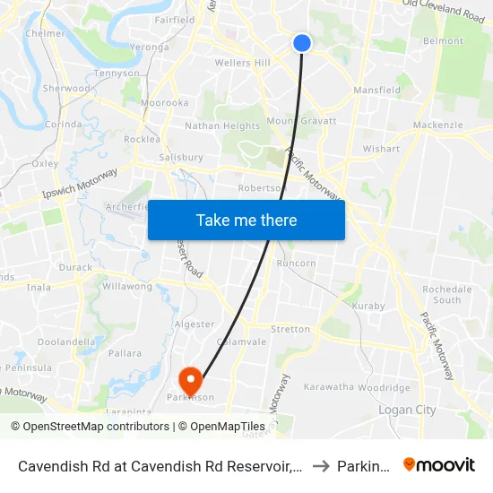 Cavendish Rd at Cavendish Rd Reservoir, Stop 40 to Parkinson map