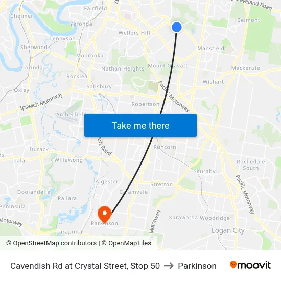 Cavendish Rd at Crystal Street, Stop 50 to Parkinson map