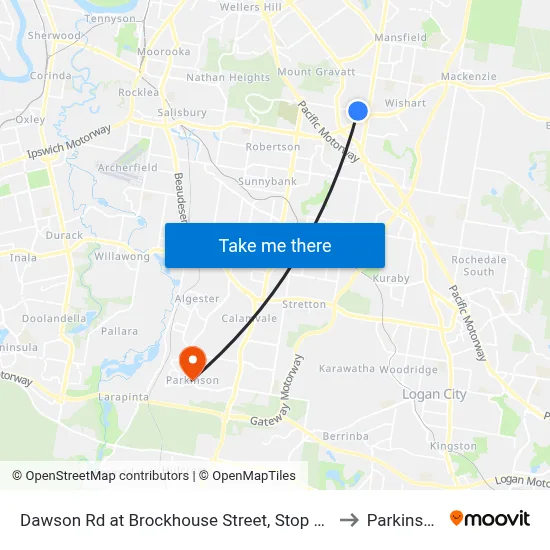 Dawson Rd at Brockhouse Street, Stop 77 to Parkinson map