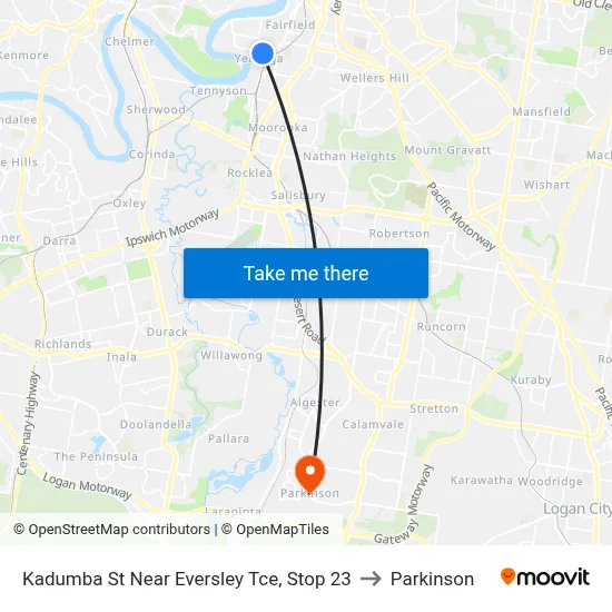 Kadumba St Near Eversley Tce, Stop 23 to Parkinson map