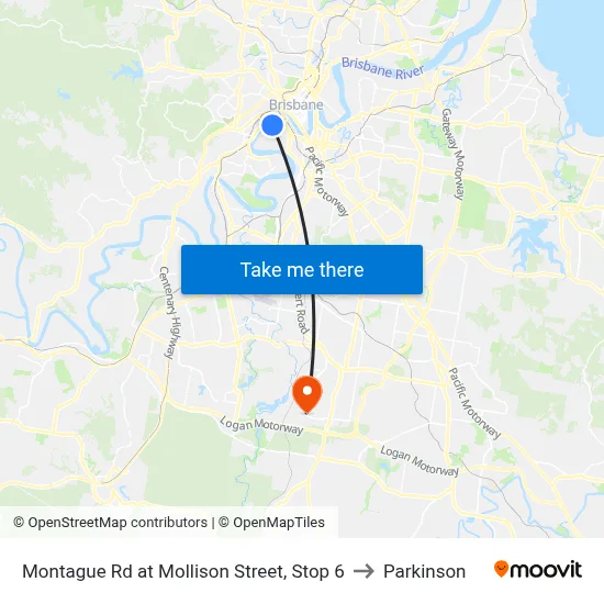 Montague Rd at Mollison Street, Stop 6 to Parkinson map