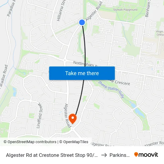 Algester Rd at Crestone Street Stop 90/89 to Parkinson map