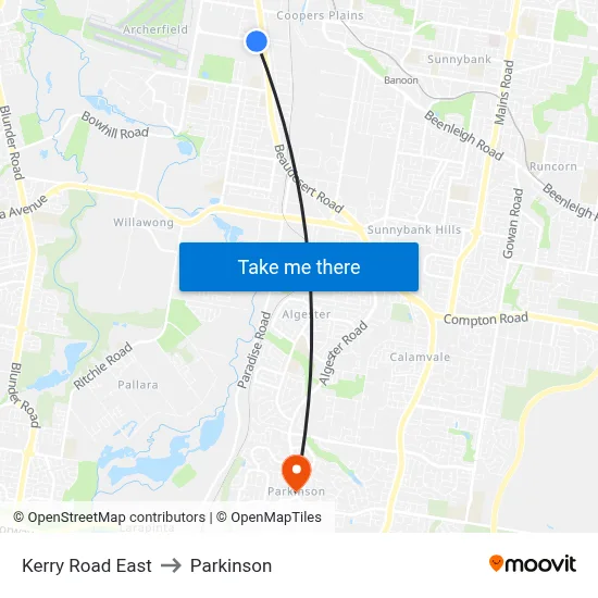 Kerry Road East to Parkinson map