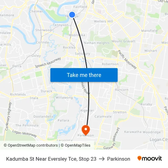 Kadumba St Near Eversley Tce, Stop 23 to Parkinson map