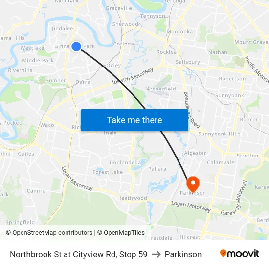 Northbrook St at Cityview Rd, Stop 59 to Parkinson map