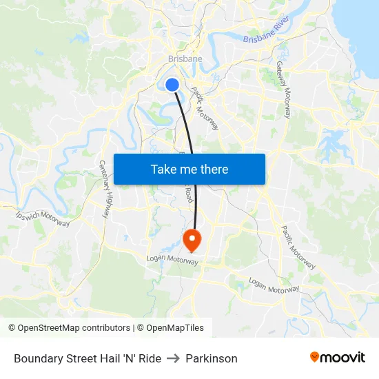 Boundary Street Hail 'N' Ride to Parkinson map