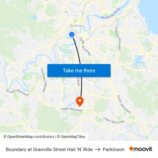 Boundary at Granville Street Hail 'N' Ride to Parkinson map