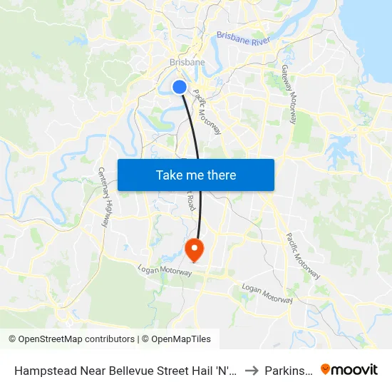 Hampstead Near Bellevue Street Hail 'N' Ride to Parkinson map