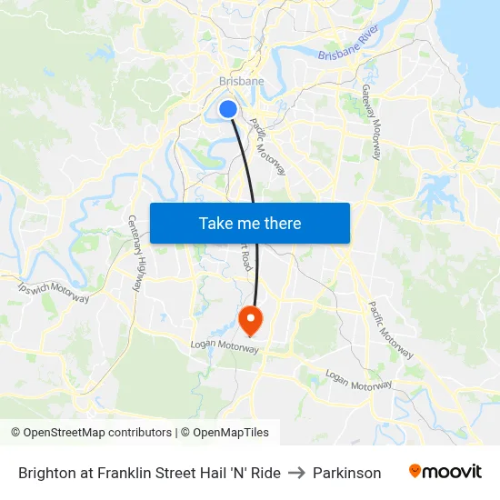 Brighton at Franklin Street Hail 'N' Ride to Parkinson map