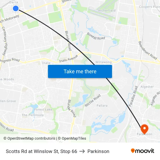 Scotts Rd at Winslow St, Stop 66 to Parkinson map