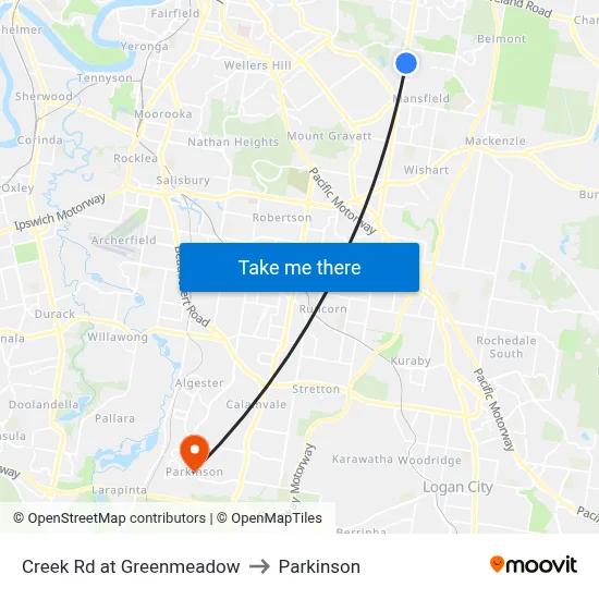 Creek Rd at Greenmeadow to Parkinson map