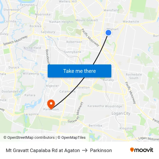 Mt Gravatt Capalaba Rd at Agaton to Parkinson map