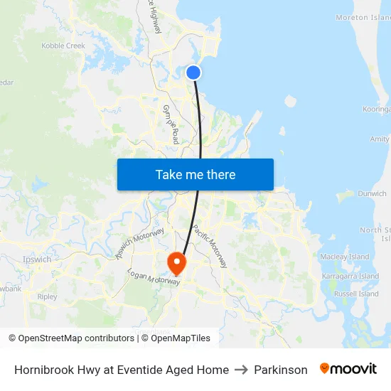 Hornibrook Hwy at Eventide Aged Home to Parkinson map