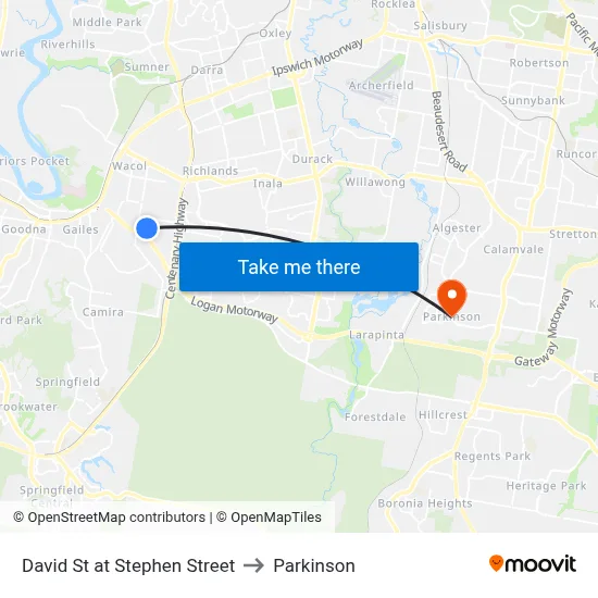David St at Stephen Street to Parkinson map