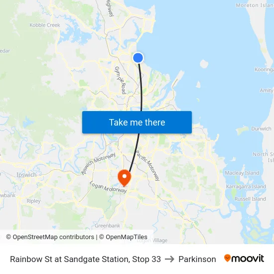 Rainbow St at Sandgate Station, Stop 33 to Parkinson map
