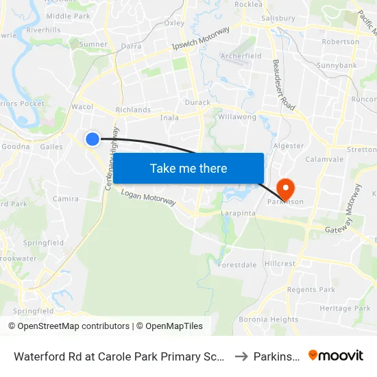 Waterford Rd at Carole Park Primary School to Parkinson map