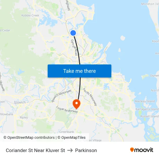 Coriander St Near Kluver St to Parkinson map