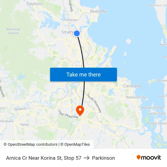 Arnica Cr Near Korina St, Stop 57 to Parkinson map