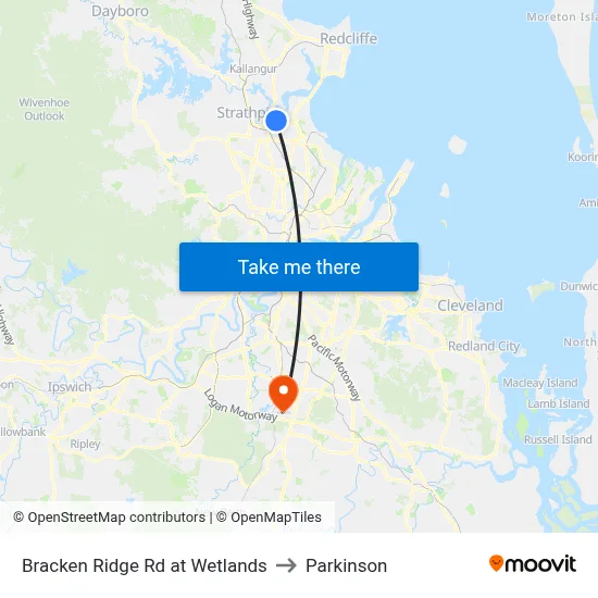 Bracken Ridge Rd at Wetlands to Parkinson map