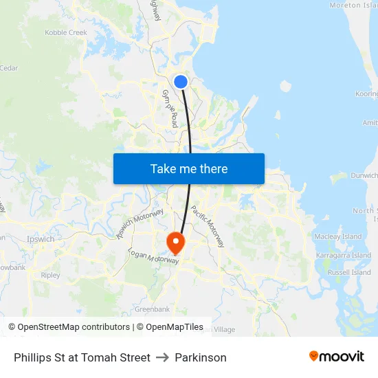 Phillips St at Tomah Street to Parkinson map