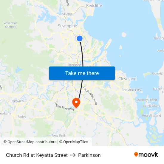 Church Rd at Keyatta Street to Parkinson map