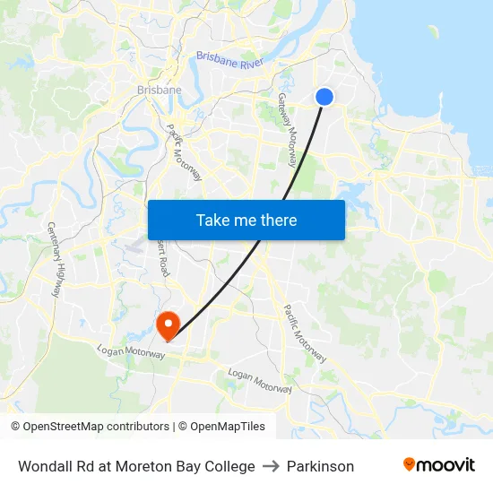 Wondall Rd at Moreton Bay College to Parkinson map