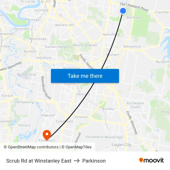 Scrub Rd at Winstanley East to Parkinson map