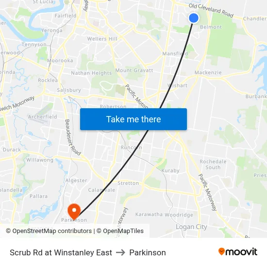 Scrub Rd at Winstanley East to Parkinson map