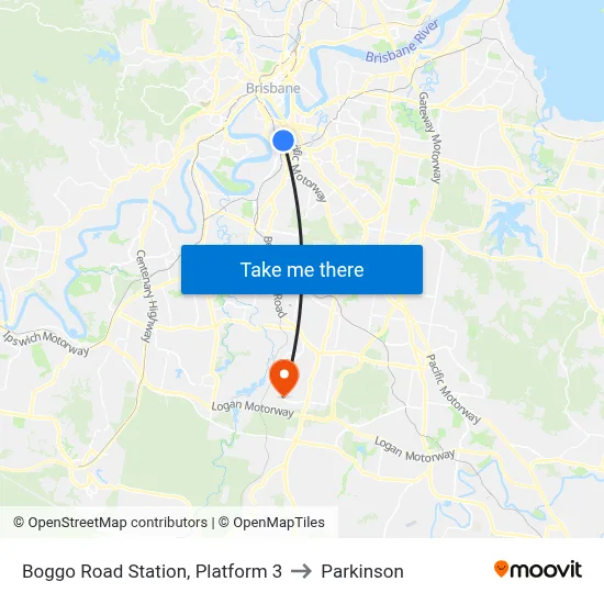 Boggo Road Station, Platform 3 to Parkinson map