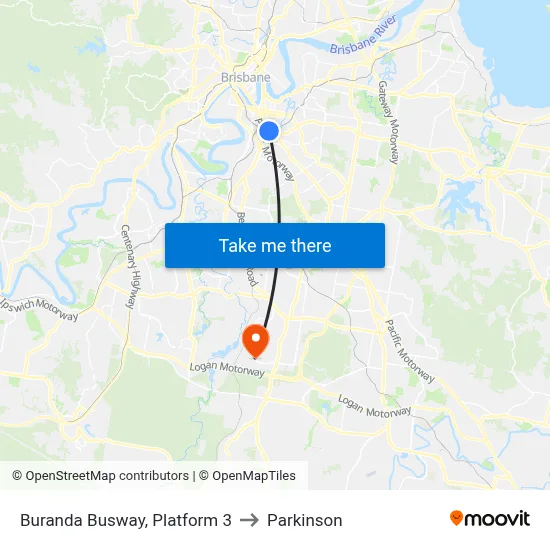 Buranda Busway, Platform 3 to Parkinson map