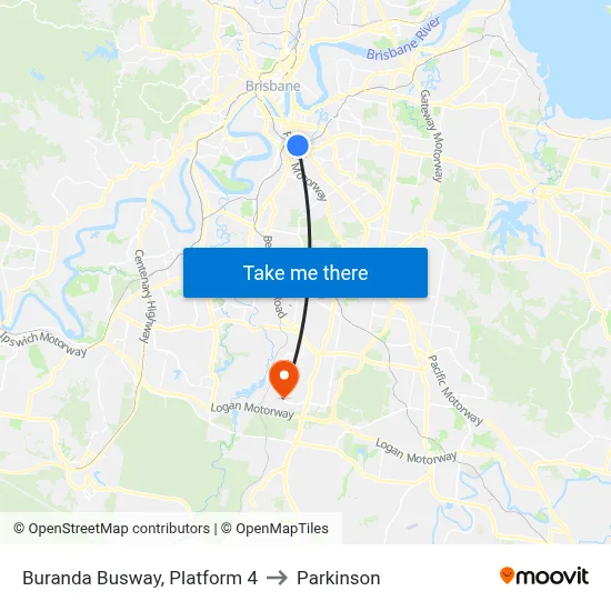 Buranda Busway, Platform 4 to Parkinson map