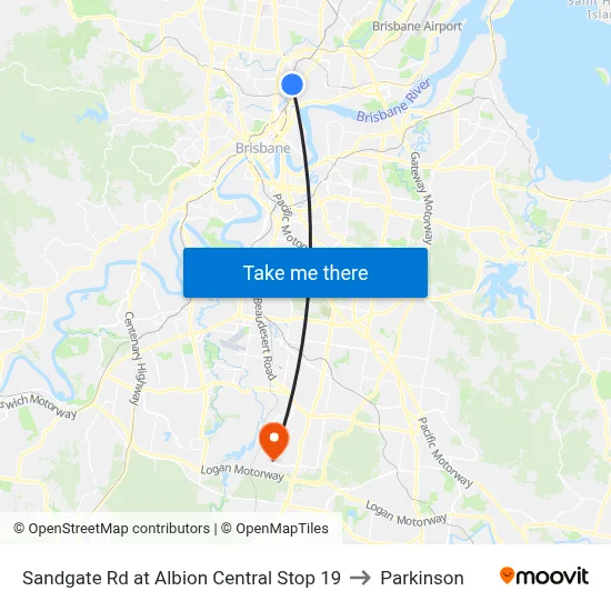 Sandgate Rd at Albion Central Stop 19 to Parkinson map