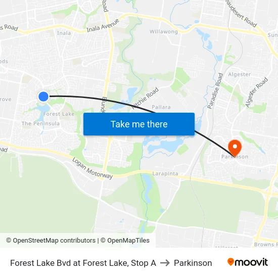 Forest Lake Bvd at Forest Lake, Stop A to Parkinson map