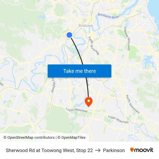 Sherwood Rd at Toowong West, Stop 22 to Parkinson map