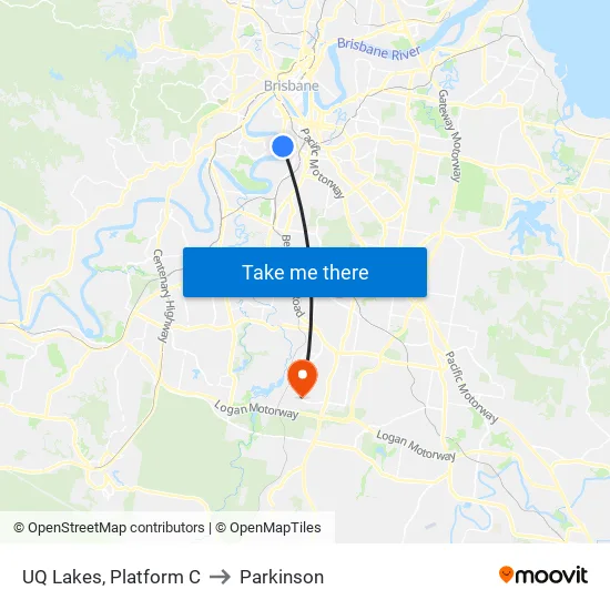 UQ Lakes, Platform C to Parkinson map