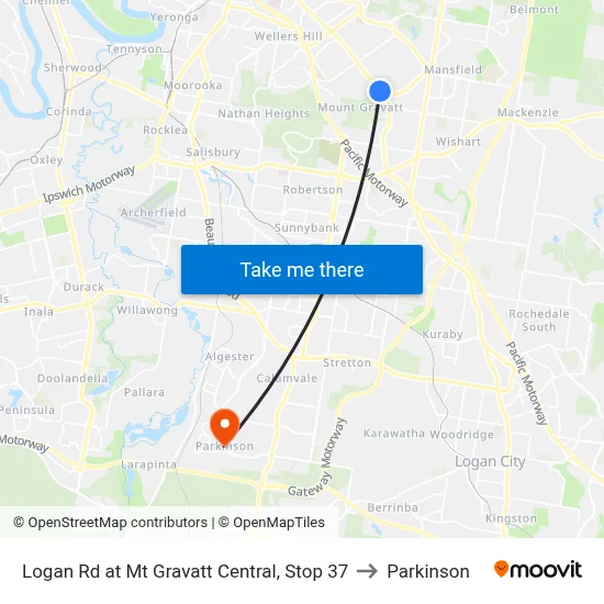 Logan Rd at Mt Gravatt Central, Stop 37 to Parkinson map