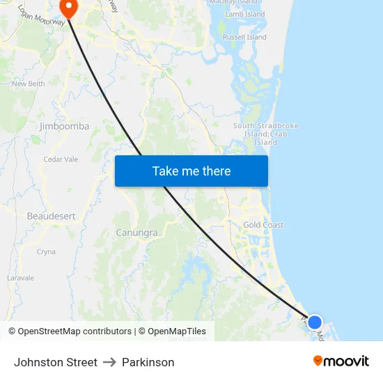Johnston Street to Parkinson map