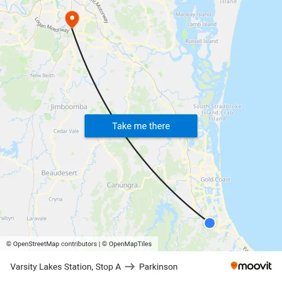 Varsity Lakes Station, Stop A to Parkinson map