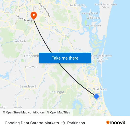 Gooding Dr at Cararra Markets to Parkinson map